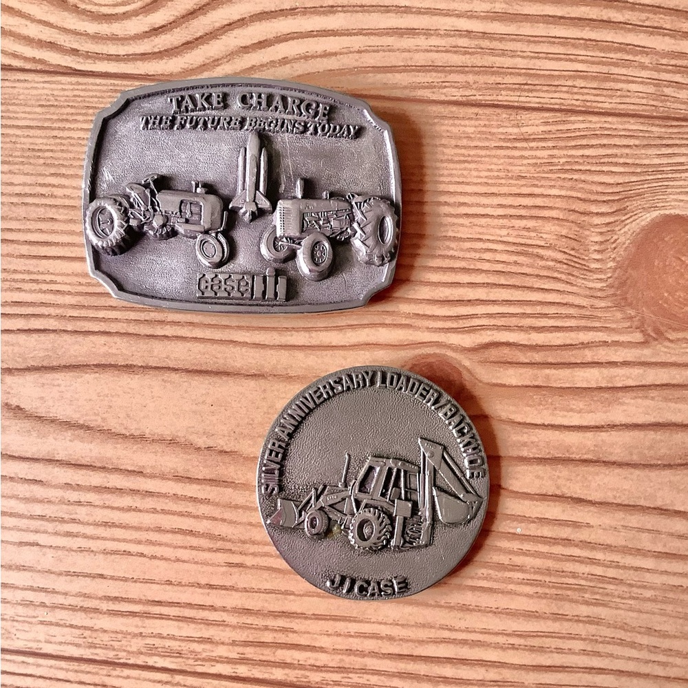 2 Vintage Collectible Pewter Belt Buckles